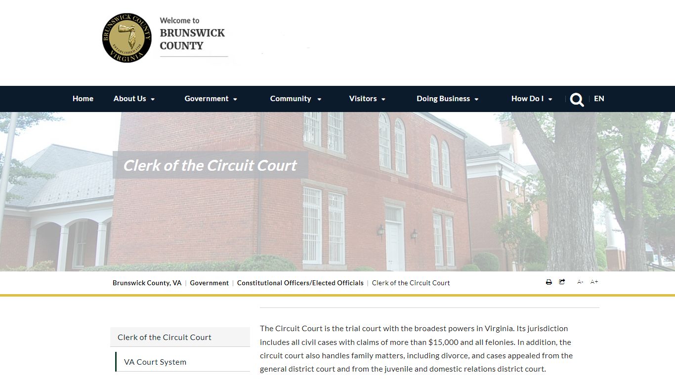 Clerk of the Circuit Court - Brunswick County, VA